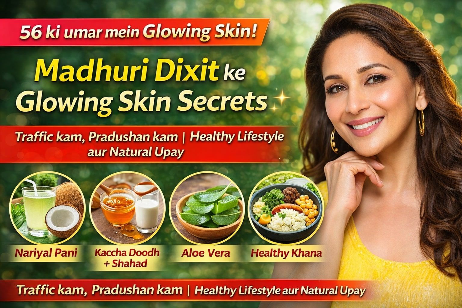 माधुरी दीक्षित का ग्लोइंग स्किन सीक्रेट: नेचुरल रूटीन और हेल्दी लाइफस्टाइल से पाएं खूबसूरत त्वचा