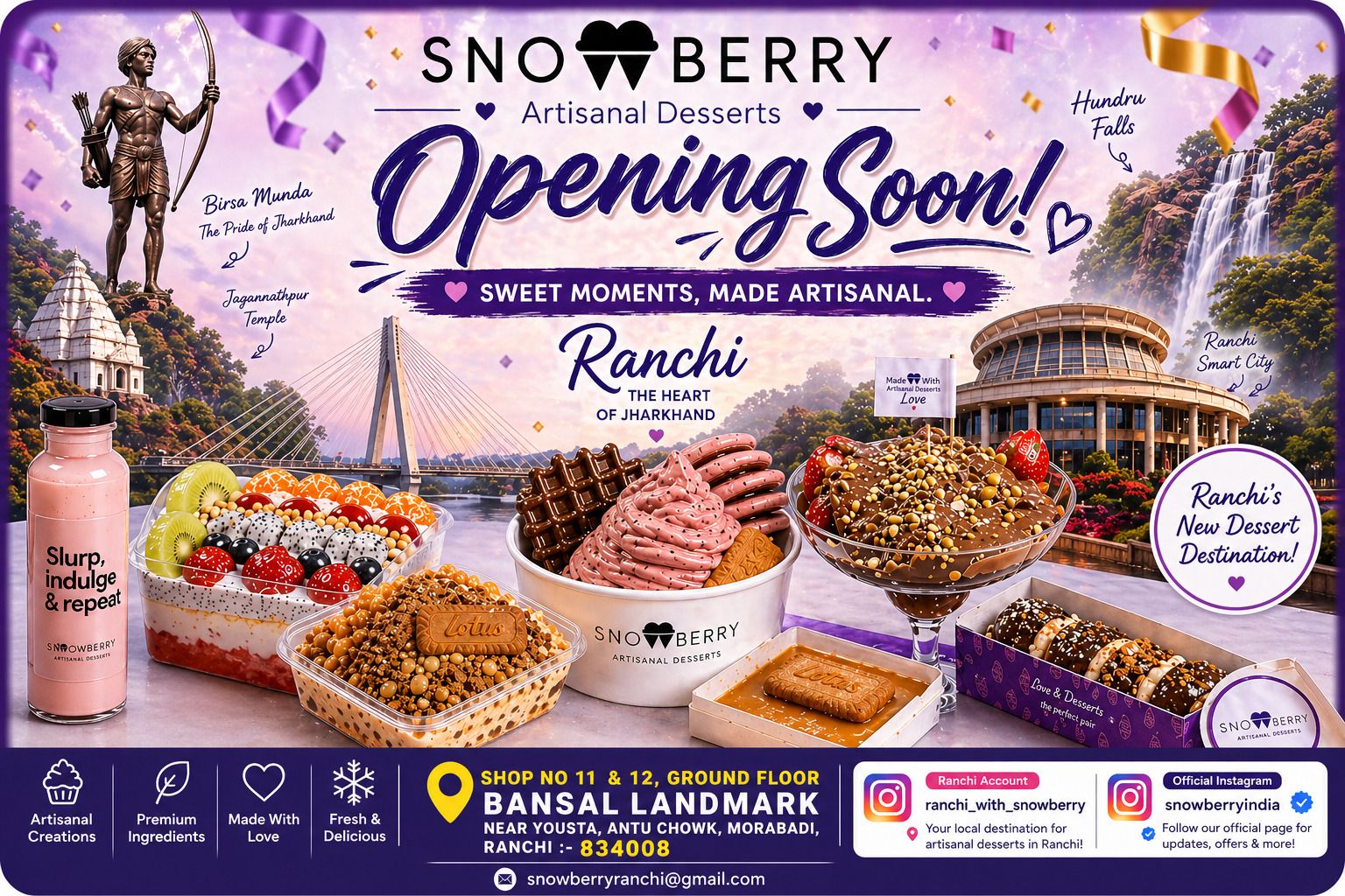 रांची के दिल मोराबादी में घुलने जा रही है मिठास की नई परिभाषा: अब आ रहा है 'Snowberry'