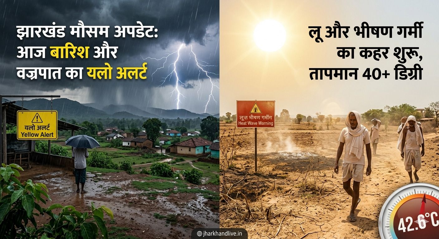 झारखंड मौसम अपडेट: कहीं बारिश और वज्रपात का यलो अलर्ट, तो कहीं लू का भीषण प्रकोप