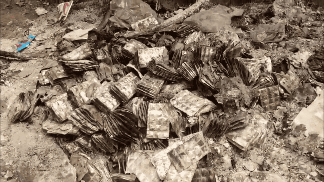 दवाइयां और पुराने प्रचार सामग्री को जलाने का मामला