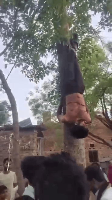 पेड़ पर उल्टा लटकाकर युवक की पिटाई