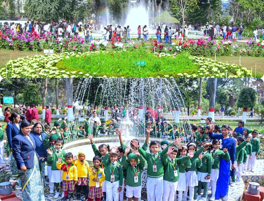 रंग-बिरंगे फूलें आगंतुकों को आकर्षित कर रही